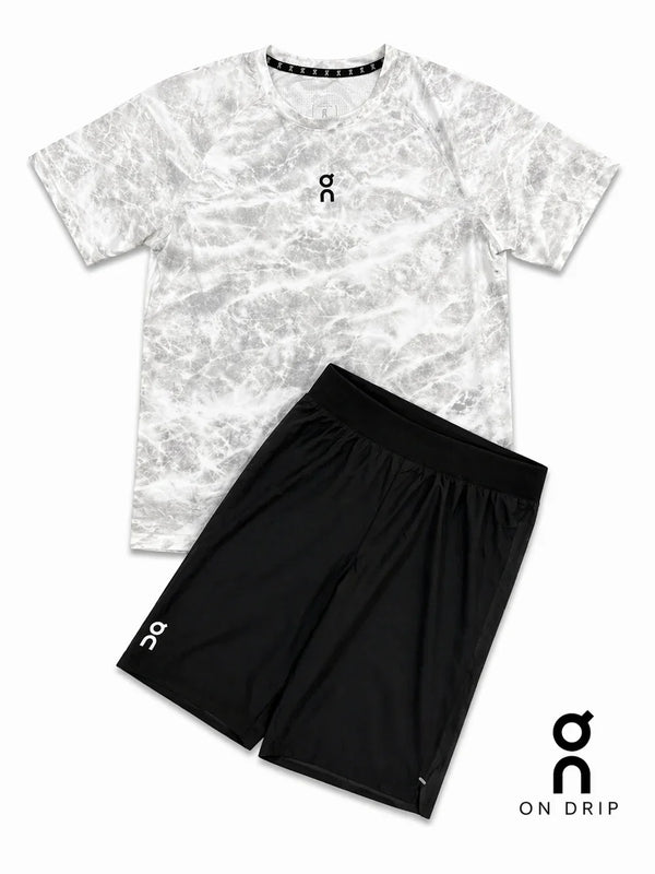 ON — Ensemble Été Blanc Marbré & Noir (T-shirt + Short)