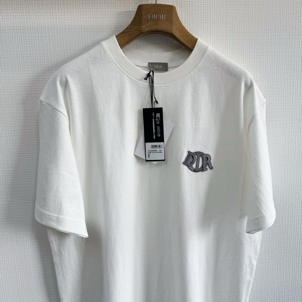 DIOR — T-shirt logo brodé, jersey de coton, Blanc