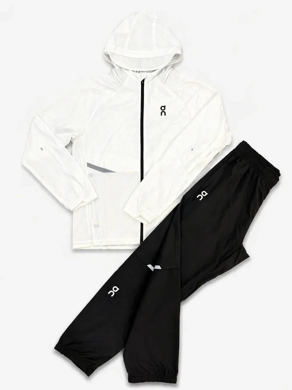 ON — Ensemble Survêtement Blanc & Noir (Coupe-Vent à Capuche + Jogger)