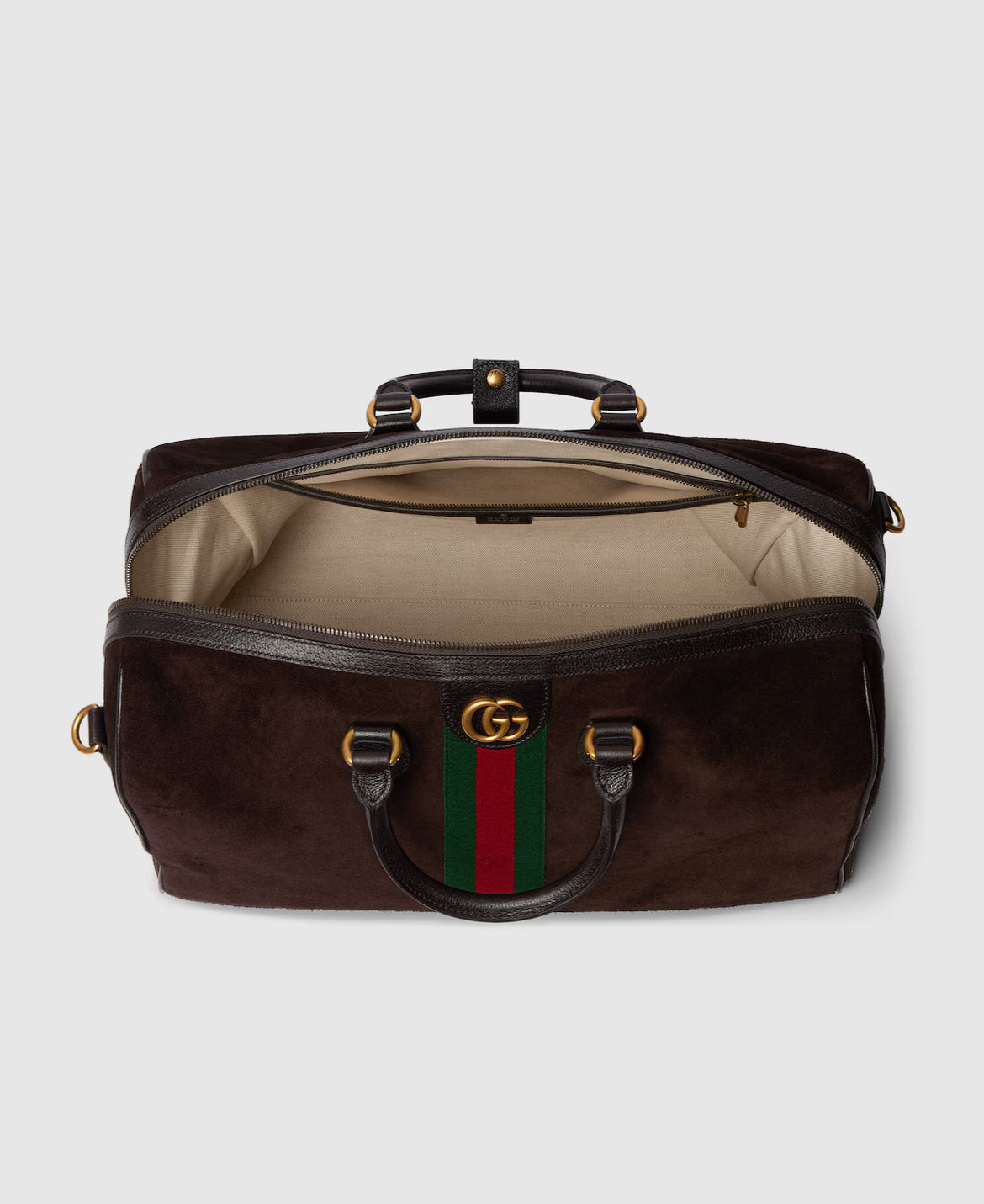 GUCCI — Sac de Voyage Savoy Daim Marron Foncé