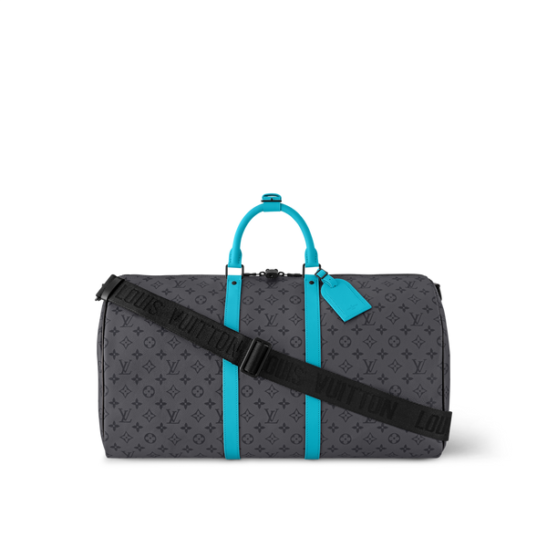 LOUIS VUITTON — Keepall Bandoulière 55 Monogram Éclipse Reverse & Turquoise