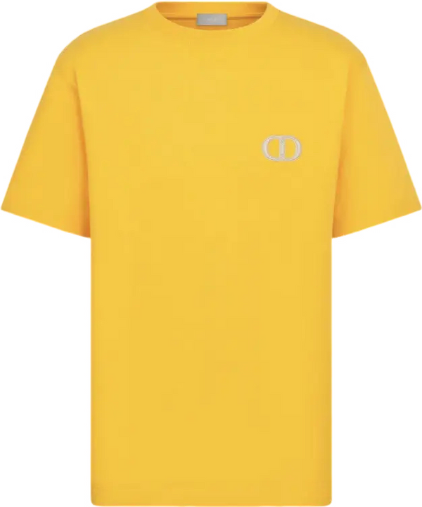 DIOR — T-shirt CD brodé, jersey de coton, Jaune