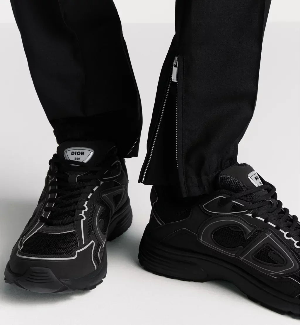 DIOR — Sneaker B30, maille technique et nylon, Noir et gris