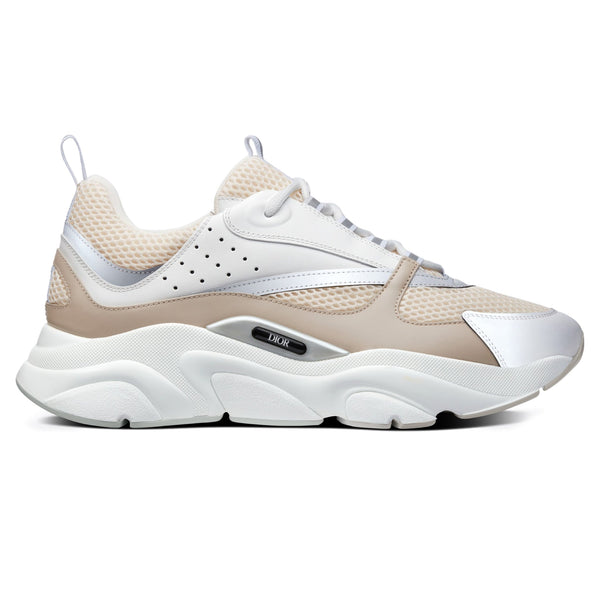 DIOR — Sneaker B22, maille technique et cuir, Beige, blanc et taupe