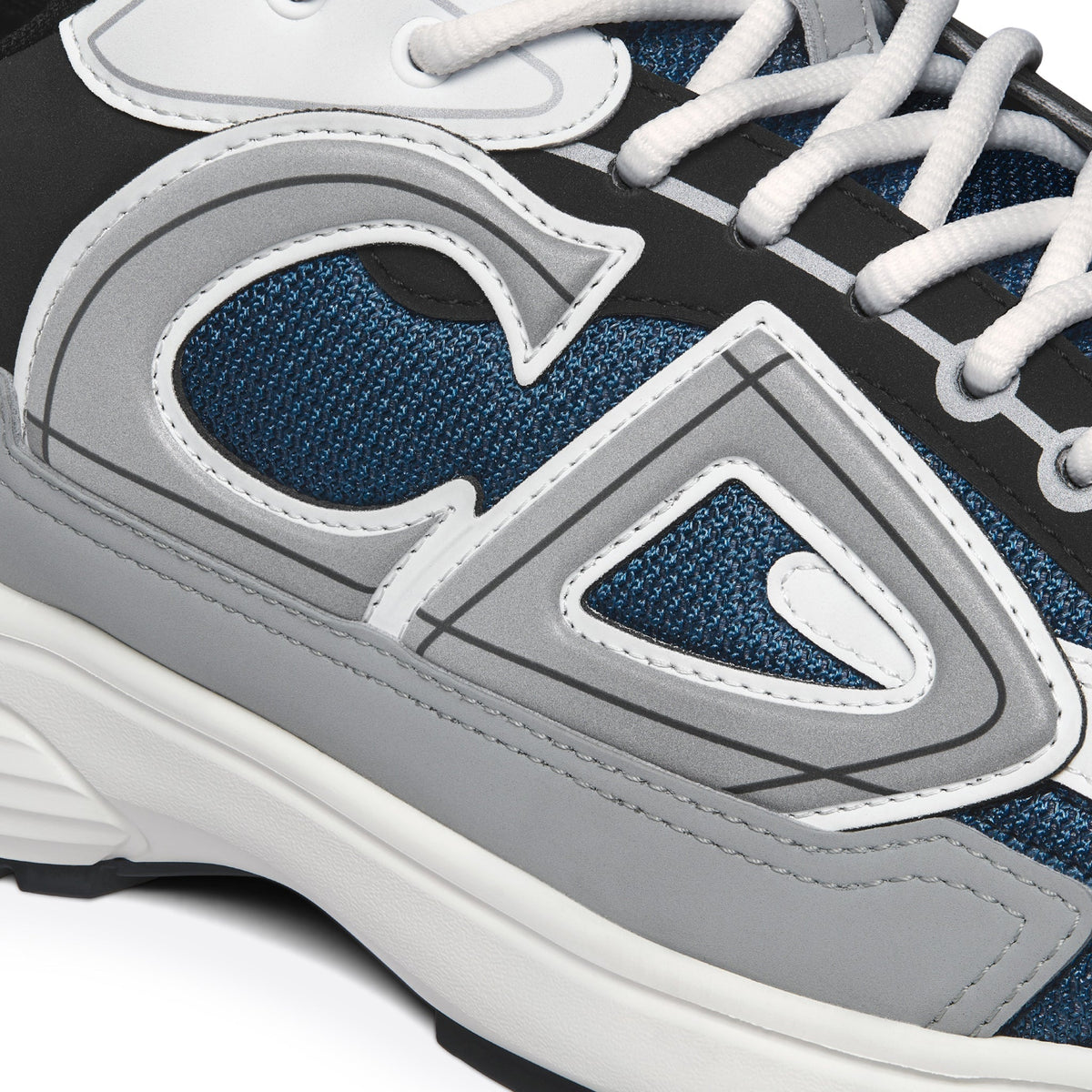 DIOR — Sneaker B30, maille technique et nylon, Bleu, gris et blanc