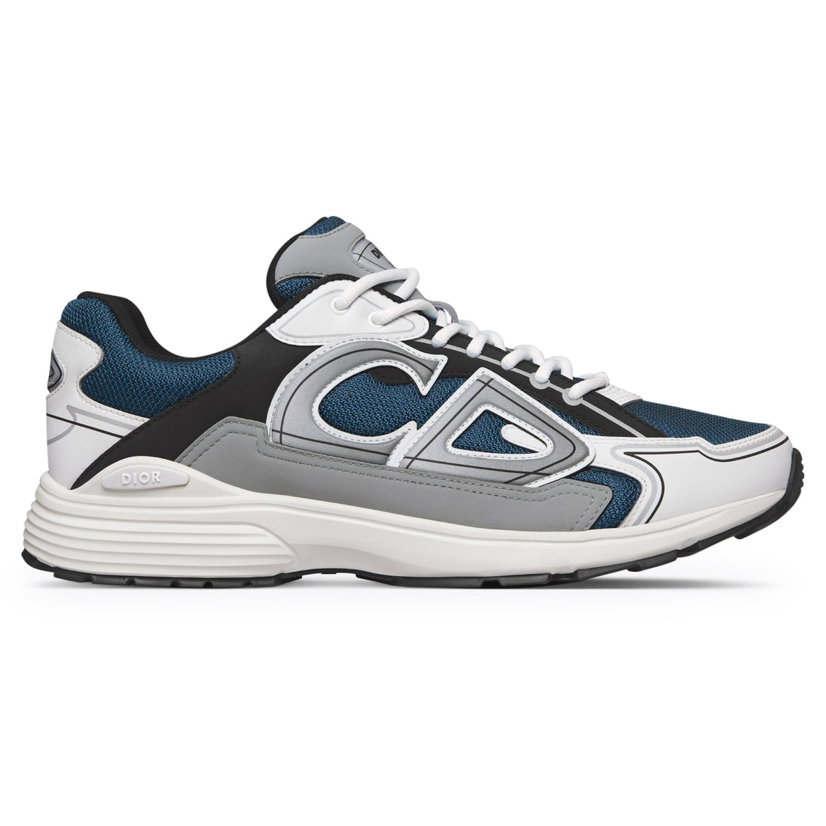 DIOR — Sneaker B30, maille technique et nylon, Bleu, gris et blanc