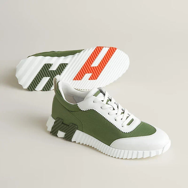 HERMÈS SNEAKER BOUNCING – BLANC ET VERT KAKI
